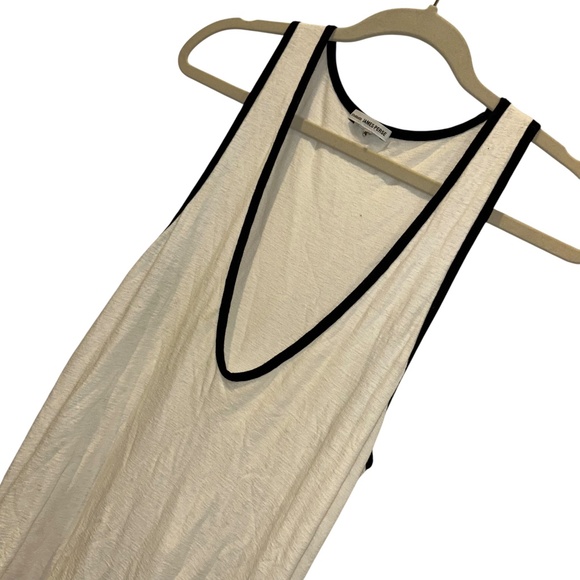 James perse white black trim ruched sides jersey knit tank dress M - Picture 3 of 6
